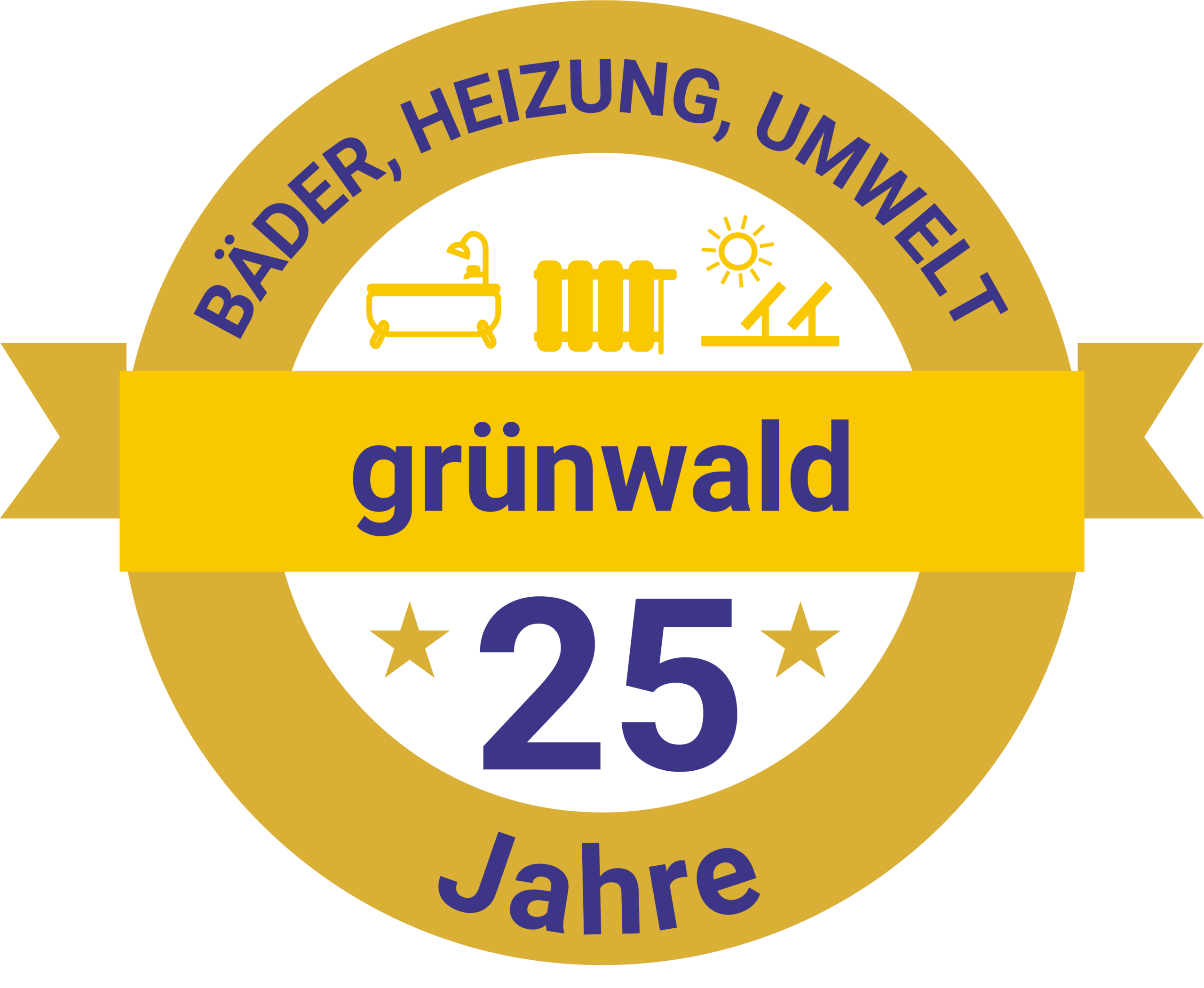 Jubiläumslogo 25 Jahre Grünwald Bäder-Heizung-Umwelt