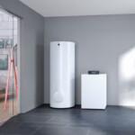 Wärmepumpe mit Warmwasserspeicher für moderne Wohngebäude